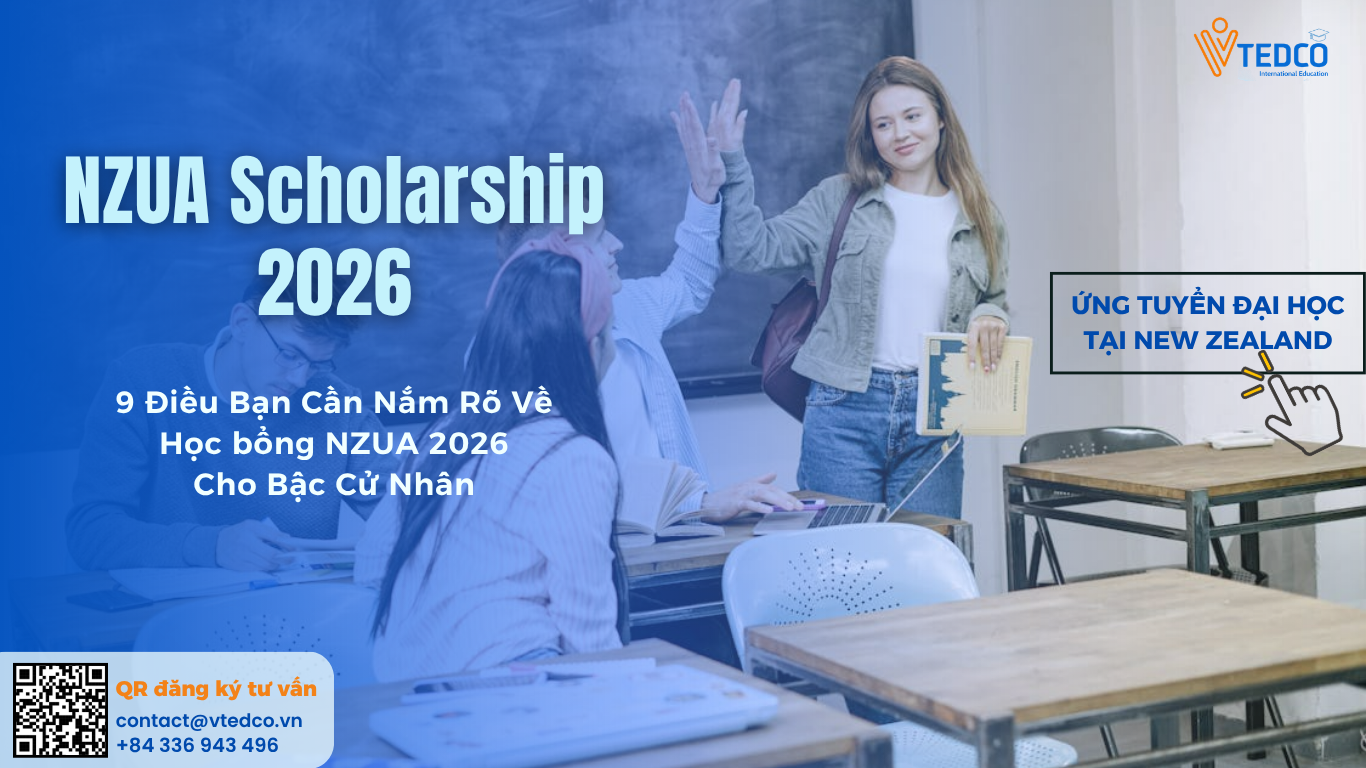 15 suất Học Bổng Chính Phủ New Zealand NZUA 2026 bậc Đại học